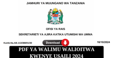 Majina ya Walimu Walioitwa Kwenye Usaili 2024