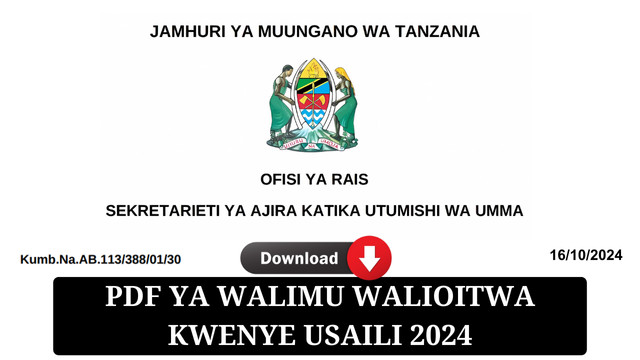 Majina ya Walimu Walioitwa Kwenye Usaili 2024