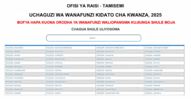 Form One Selection 2025 Waliochaguliwa Kidato cha Kwanza 2025